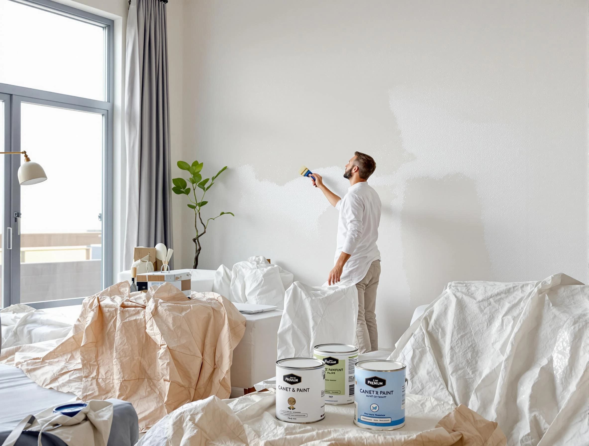 Lorain House Painters team carefully painting an interior wall in Lorain, OH