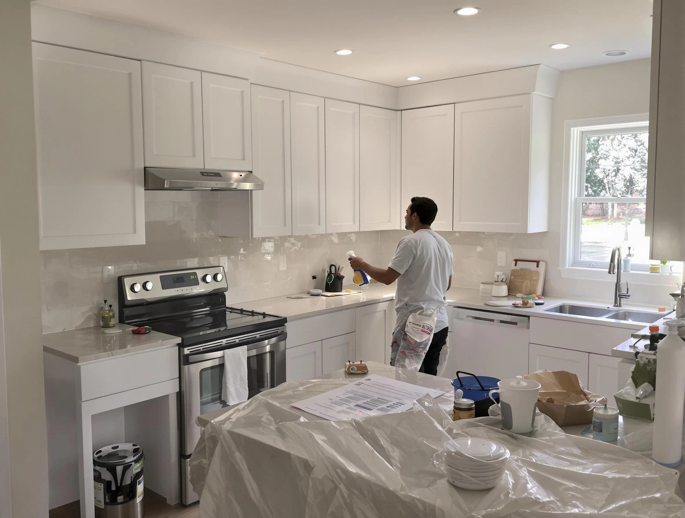 Lorain House Painters performing detailed kitchen painting in Lorain