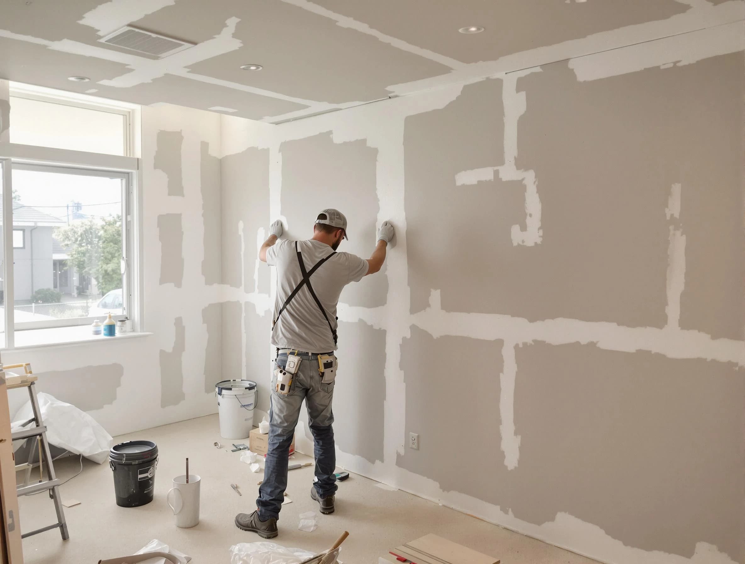 Lorain House Painters performing drywall taping and mudding in Lorain