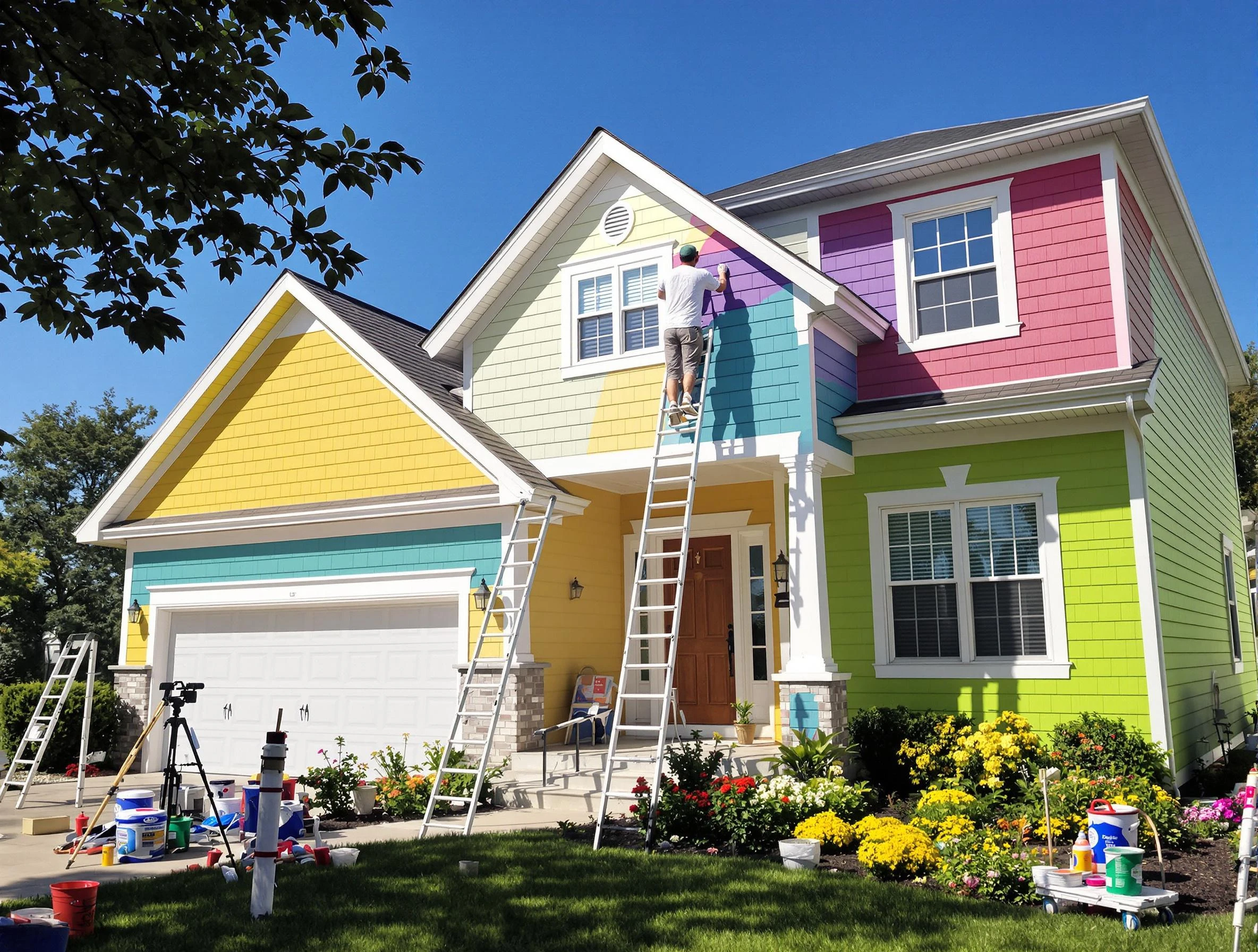 Lorain House Painters professionals painting a home exterior in Lorain, OH